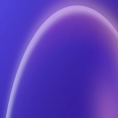 Bubble short-form post: a glowing violet arc on a blue-purple gradient, taken from the bubble.io home page graphic.
